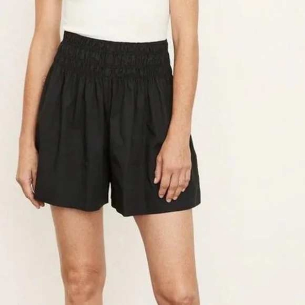 Vince Smocked Shorts Women's Size S Cotton Elastic‎ Waist Pockets Stretch Black